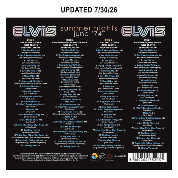 Elvis: Summer Nights FTD 4 CD Set - Graceland Official Store