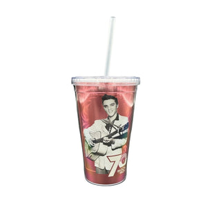 Elvis 70 Years of Rock N Roll Straw Tumbler