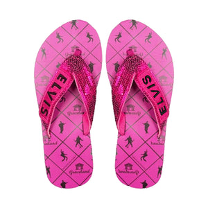 Elvis Graceland Pink Sequin Strap Flip Flops