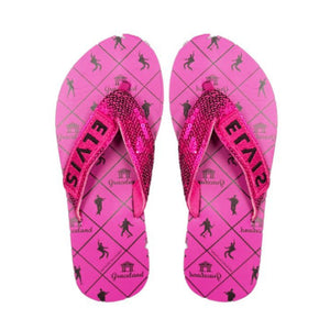 Elvis Graceland Pink Sequin Strap Flip Flops