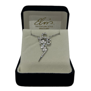 Elvis Signature Style: Sterling Silver TCB Necklace with CZS