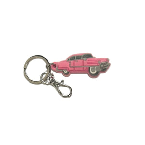 Pink Classic Car Plush Key Ring