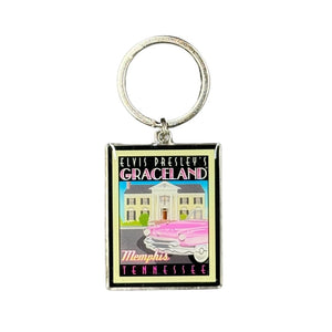 Graceland Retro Pink Classic Car Key Ring