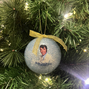 Elvis Blue Christmas Glitter Ornament