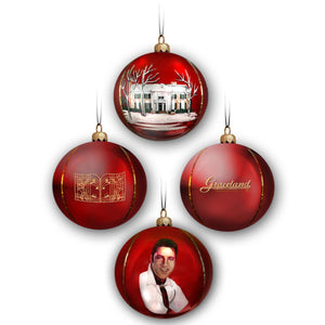 Graceland Four Panel Red Round Ornament