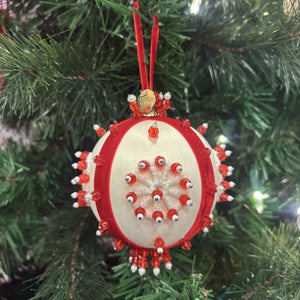 Graceland Vintage Red and White Ornament