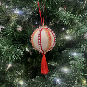 Graceland Vintage Red and Gold Tassel Ornament