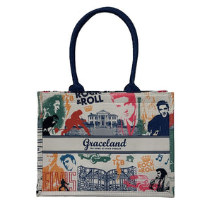 Elvis Graceland Collage Canvas Tote