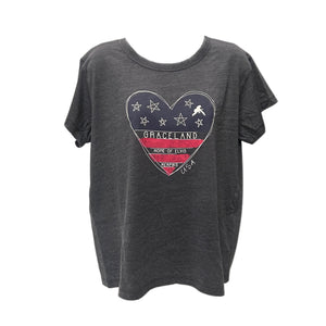 Graceland Home of Elvis Heart Flag Women's T-Shirt