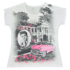 Elvis Graceland Pink Car Roses Women's T-Shirt