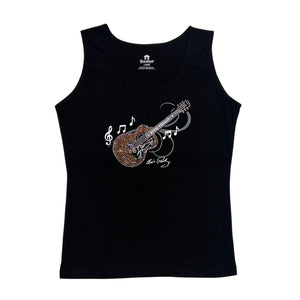 Rhinestone Embellished Elvis Guitar Women's Tank Top