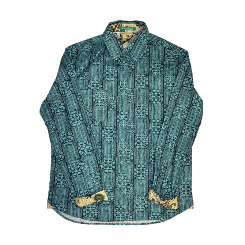 elvis dress shirts Authentic Elvis Long Sleeve Blue Printed Woven Shirt