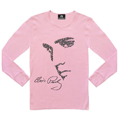 【DEARMINE】Elvis Long T-Shirt Elvis Signature Style: Elvis Profile Women's Long Sleeve T