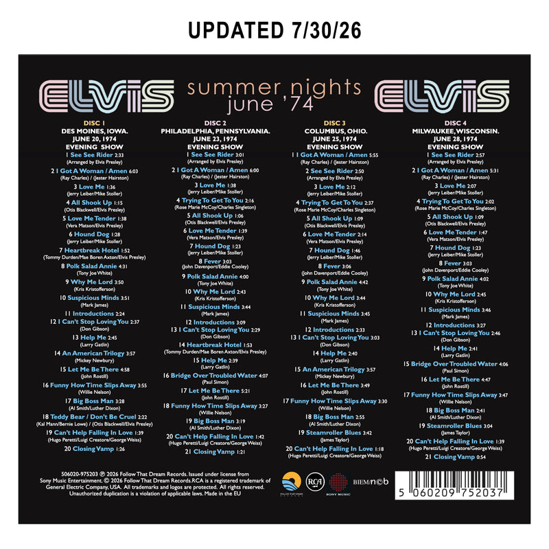 Elvis: Summer Nights FTD 4 CD Set
