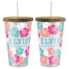 Elvis Aloha From Hawaii Floral Straw Tumbler