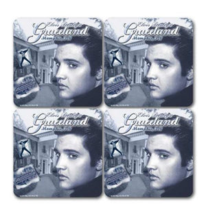 Elvis Presley's Graceland Blue Sepia Coaster Set