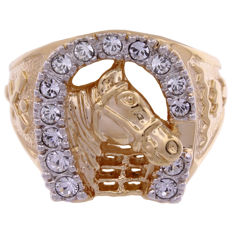 3/4 Ct Men's Diamond Horseshoe Lucky Pinkie Ring 10k White Gold Fashion