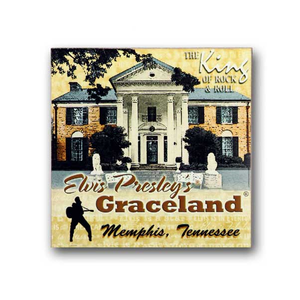 Elvis Presley's Graceland Sepia Wood Magnet