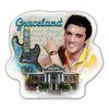Elvis Presley Graceland Guitar Watercolor Glitter Magnet