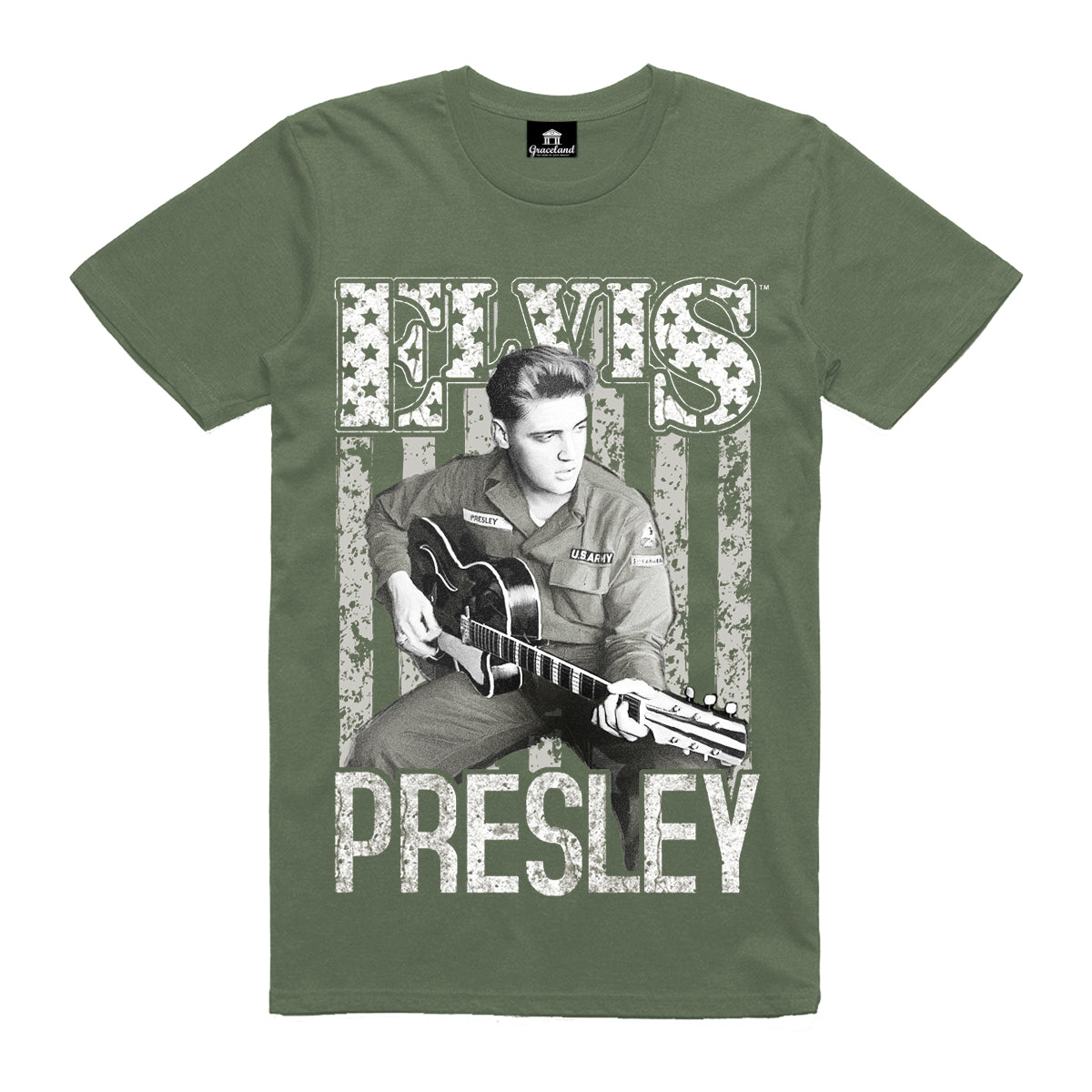 Elvis Presley Guitar Flag Army T-Shirt - Graceland Official Store